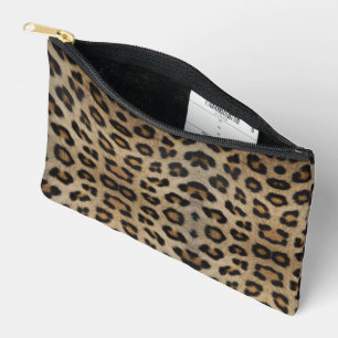 Trendy stylish bold leopard fur animal print girly accessory pouch