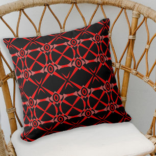 Trendy Stylish Chic Red Pink Black Op Art Pattern Cushion