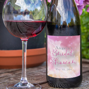 Trendy Stylish Chic Sparkly Gown Bridal Shower Wine Label