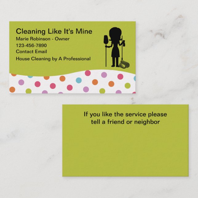 Trendy Stylish Cleaning Service Business Cards  (Front/Back)