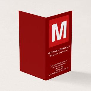 Trendy stylish dark red white monogram classical business card