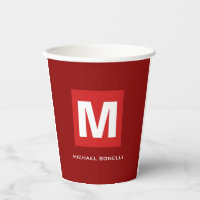 Trendy stylish dark red white monogram your name