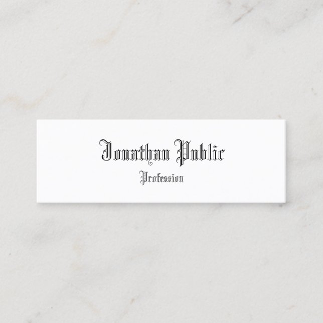 Trendy Stylish Design Classic Nostalgic Look Plain Mini Business Card (Front)