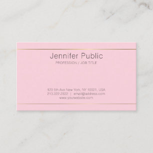 Trendy Stylish Design Pink Gold Stripes Chic Plain Business Card