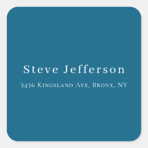 Trendy Stylish Elegant Minimalist Plain Blue Square Sticker