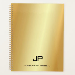 Trendy Stylish Faux Gold Modern Monogrammed Name Planner