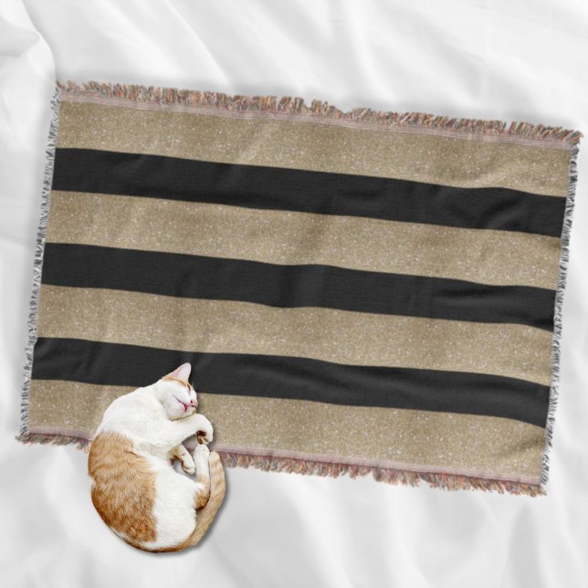 trendy stylish geometric black and gold stripes throw blanket (trendy stylish geometric black and gold stripes throw blanket)