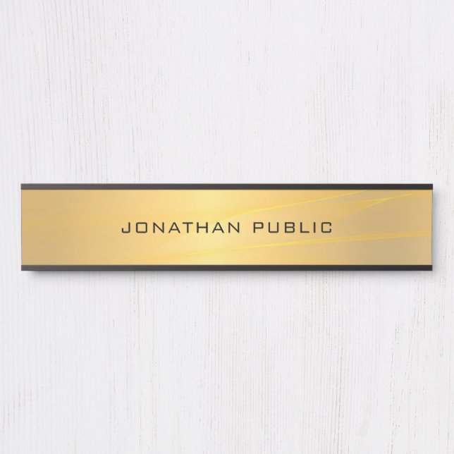 Trendy Stylish Glam Gold Modern Simple Template Door Sign (Front)