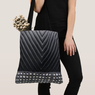 Trendy Stylish Gorgeous Studded Black Leather Tote Bag