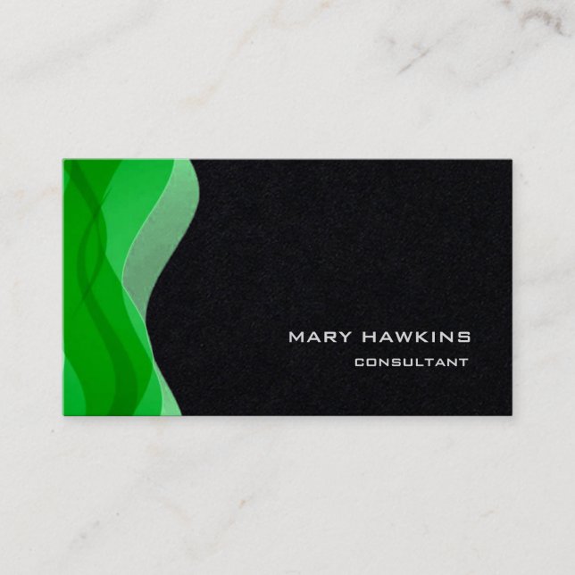 Trendy Stylish Green Black Modern Elegant Plain Business Card (Front)