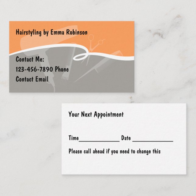 Trendy Stylish Hairstylist Appointment Cards (Front/Back)