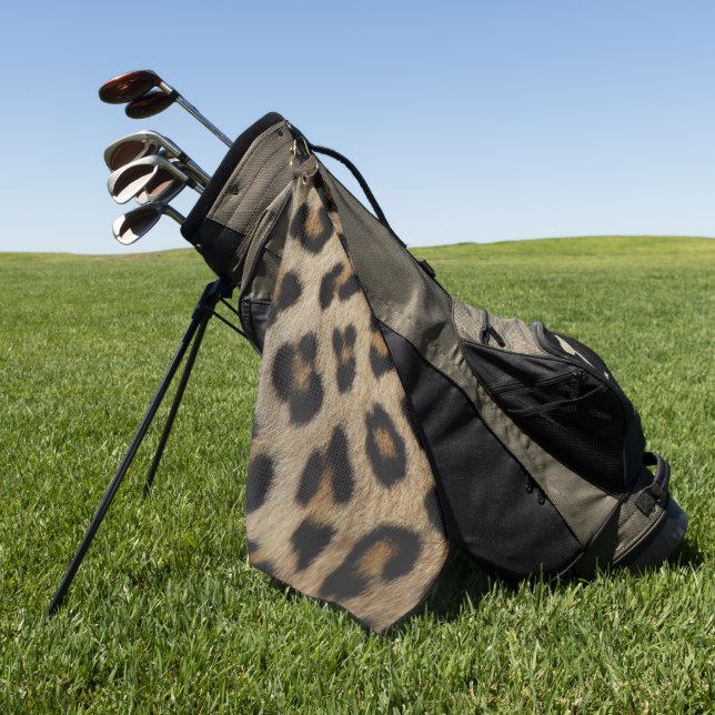 Trendy stylish leopard fur animal print pattern golf towel (Green)