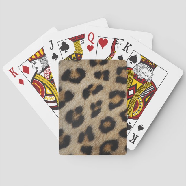 Trendy stylish leopard fur animal print pattern playing cards (Back)