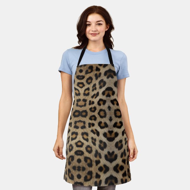Trendy stylish leopard fur print animal pattern apron (Worn)