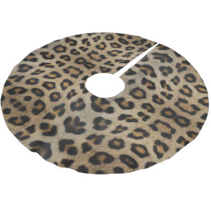 Trendy stylish leopard fur print animal pattern brushed polyester tree skirt