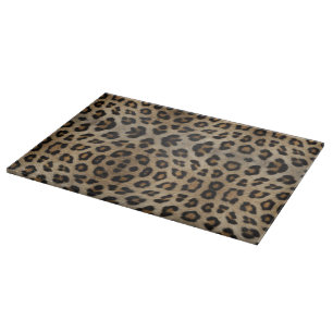 Trendy stylish leopard fur print animal pattern cutting board