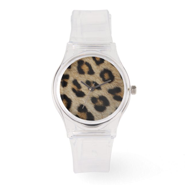 Trendy stylish leopard fur print animal pattern watch (Front)