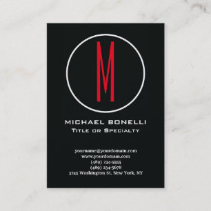 Trendy stylish modern stamp red monogram business card