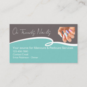 Trendy Stylish Nail Tech Manicure Business Card