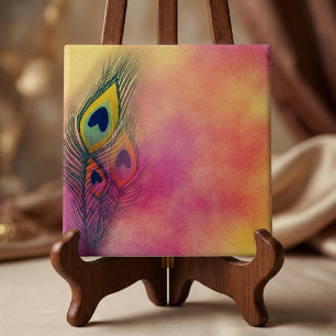 Trendy Stylish Peacock Feathers Ceramic Tile