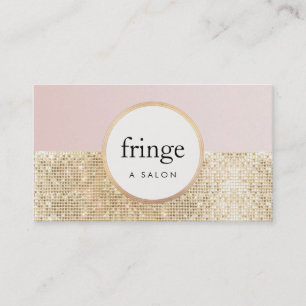 Trendy Stylish Pink and Gold Sequin Beauty Salon Business Card