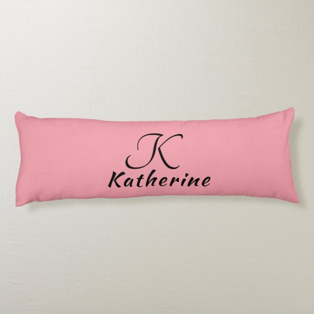 Trendy Stylish Pink Black Girly Personalised Body  Cushion (Back)