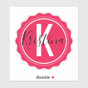 Trendy Stylish Pink Monogram Initial & Name