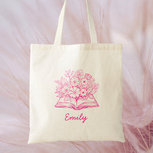 Trendy Stylish Pink Script Name Tote Bag