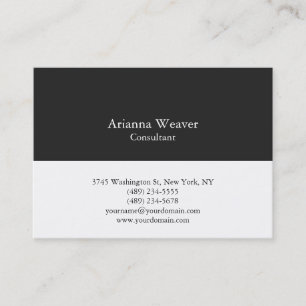 Trendy Stylish Professional Plain Grey White Business Card