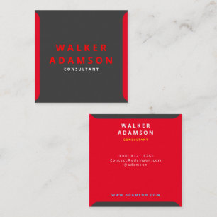 Trendy Stylish Red & Matte Black Square Business Card