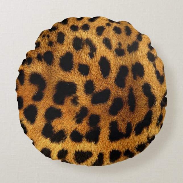 trendy stylish safari animal print leopard pattern round cushion (Front)