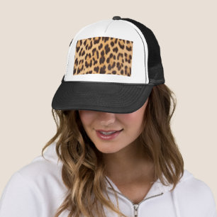 trendy stylish safari themed leopard print trucker hat