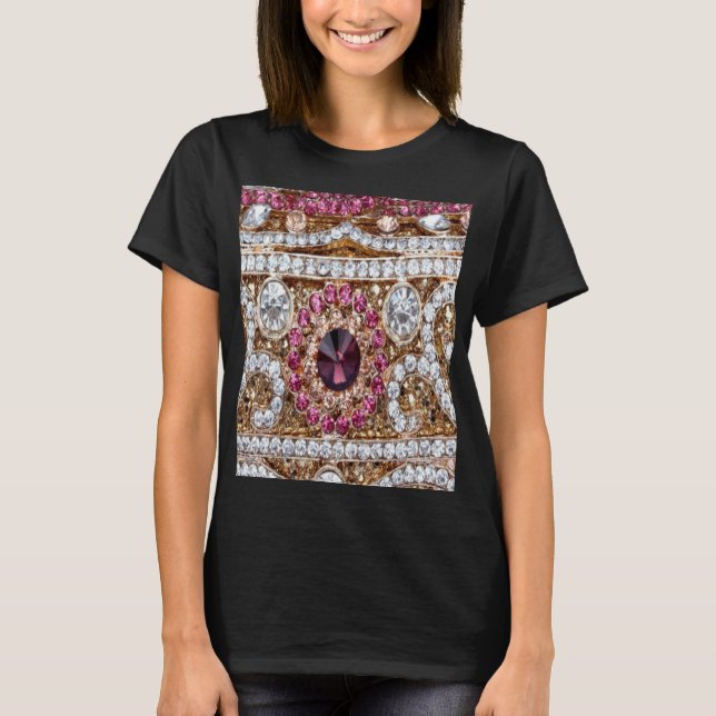 trendy stylish silver gold burgundy pink bohemian  T-Shirt (Front)