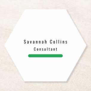 Trendy Stylish Simple Plain Green White Minimalist Paper Coaster