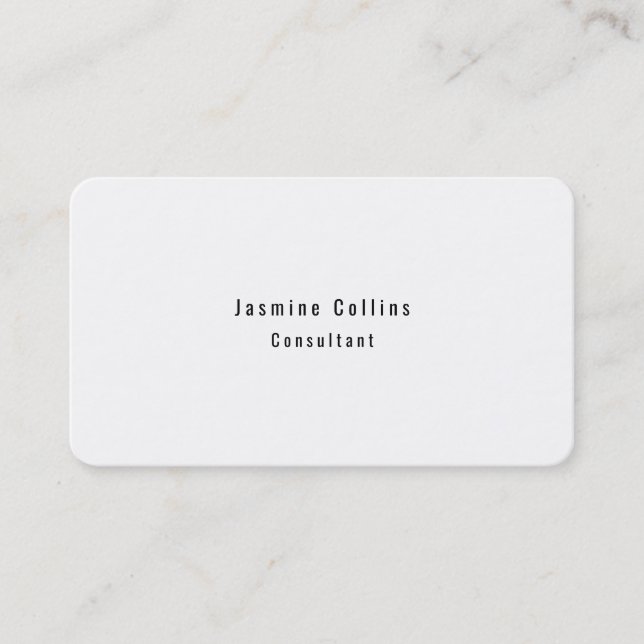 Trendy Stylish Simple Plain White Minimalist Business Card (Front)