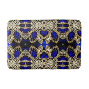 trendy stylish turquoise gold silver deep blue  bath mat