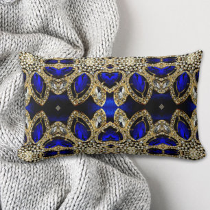 trendy stylish turquoise gold silver deep blue  lumbar cushion