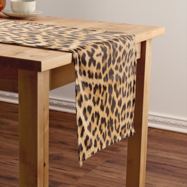trendy stylish wild safari fashion leopard print medium table runner (In Situ)