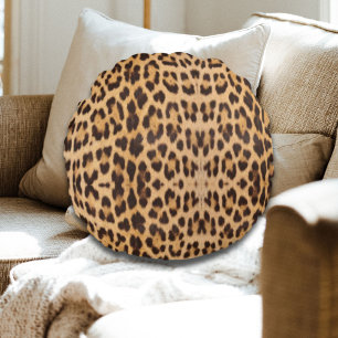 trendy stylish wild safari fashion leopard print round cushion