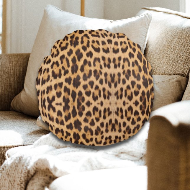 trendy stylish wild safari fashion leopard print round cushion (trendy stylish wild safari fashion leopard print round pillow)