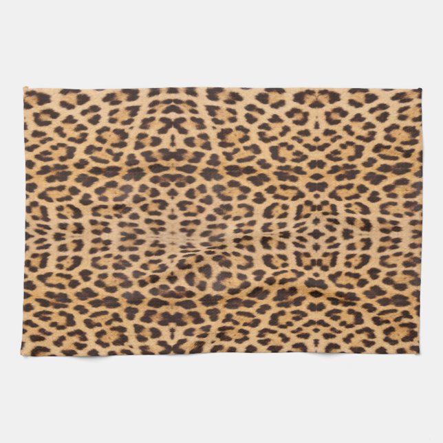 trendy stylish wild safari fashion leopard print tea towel (Horizontal)