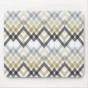 Trendy Stylish Zig Zag Chevron Checks Black Gold Mouse Pad
