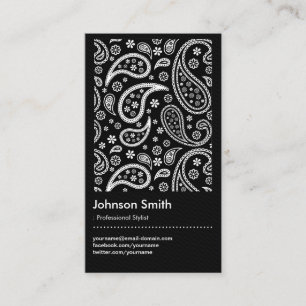 Trendy Stylist - Black and White Paisley Pattern Business Card