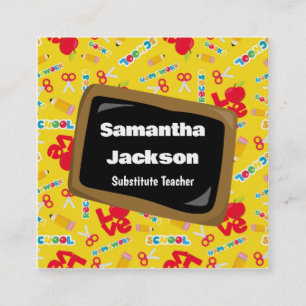 Trendy Substitute Teacher  Square Business Card