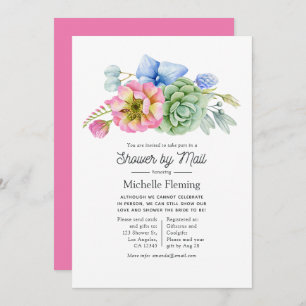 Trendy Succulent Floral Bridal Shower by Mail Invitation