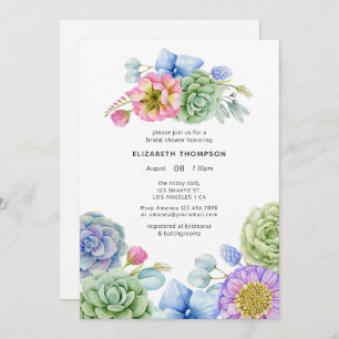 Trendy Succulent Floral Bridal Shower Invitation