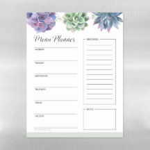 Trendy Succulent Weekly Meal Planner Grocery List