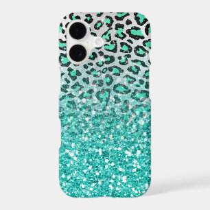 trendy summer aqua green leopard animal print