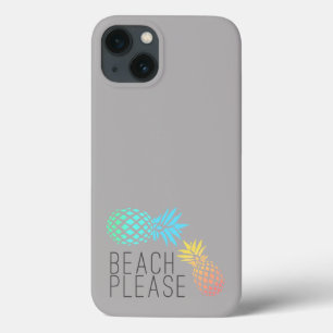trendy summer "beach please", colourful pineapple iPhone 13 case
