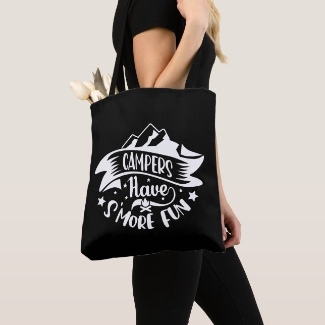 Trendy summer camping l Black and white Tote Bag (Close Up)